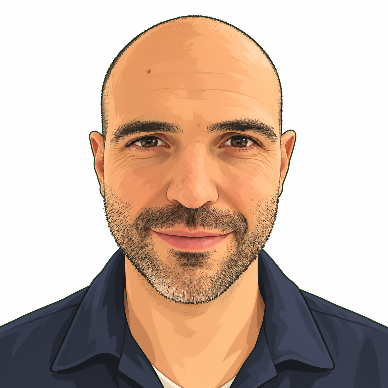 Retrato ilustrado de Roberto González