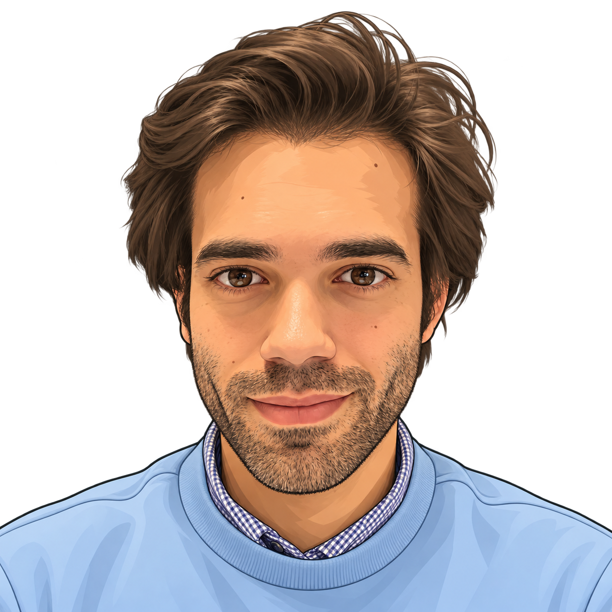 Retrato ilustrado de Rubén Íñiguez